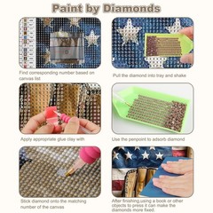 Baseball Diamond Painting Kits for Adults, American Flag Diamond Art Dots 5D F