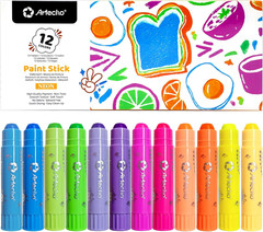 Tempera Paint Sticks, 12 Neon Colors | Washable Paint