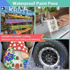 8 Colors Dual Tip Paint Pens Paint Markers(0.7mm & 3mm), Waterproof Paint Pen fo