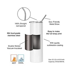 Sublimation Blanks Tumbler Skinny 30 OZ Straight 4 Count (Pack of 1) 4