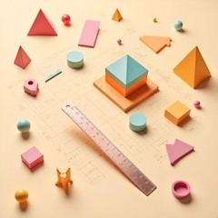 Rose Gold Metal Ruler – Brass Multi-Functional Drafting Tool for