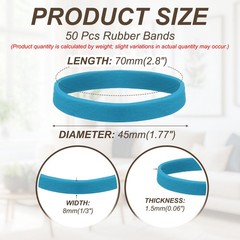 2.8″ x 1/3″ 50 Pcs Blue Heavy Duty Elastics Rubber Bands for File Folder