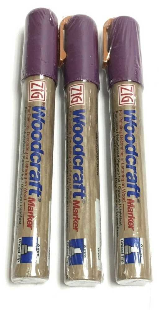 3 Pack Zig 6mm Woodcraft Chisel Tip Marker Violet