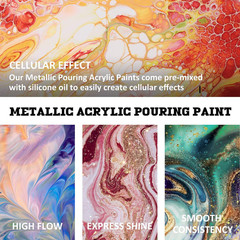Metallic Acrylic Pouring Paint Set – Set of 18 Metallic Colors – Pre-Mixed High