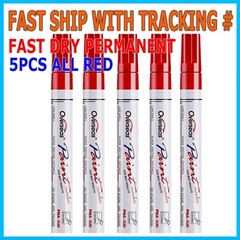 5 Waterproof Permanent Red Paint Marker Pen For Car Tyre Tire Tread Rubber Metal
