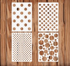 4pcs Reusable Dots Painting Stencils, Polka 8.3 inches x 11.9 inches, White
