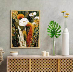 Paint by Numbers Kit for Adults, Vintage White Floral Botanical Acrylic Painting