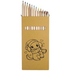 12 x ‘Cute Christmas Dachshund with Hearts’ Long Colour Pencils (PE00086691)