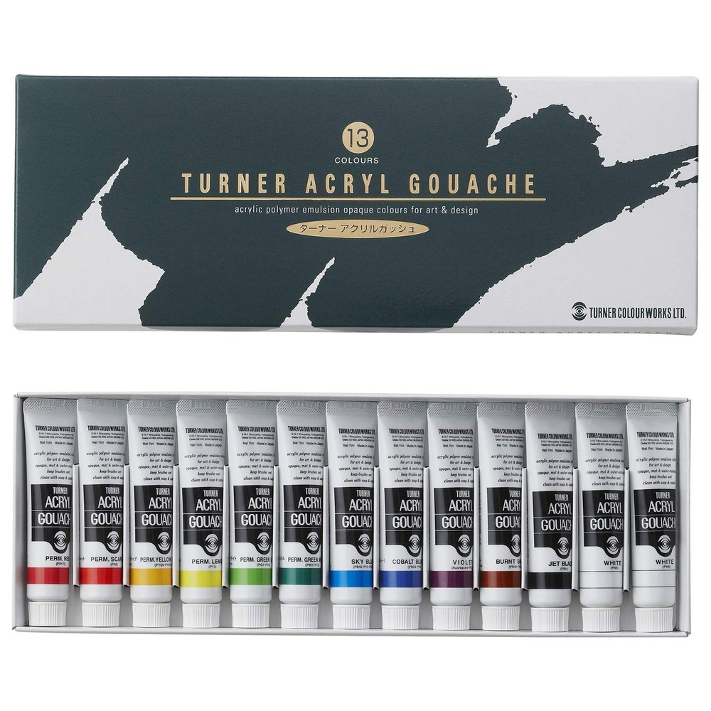 Turner Color Acrylic Gouache Paint 13 PCS School Set AG13C 0.4 fl oz 11 ml