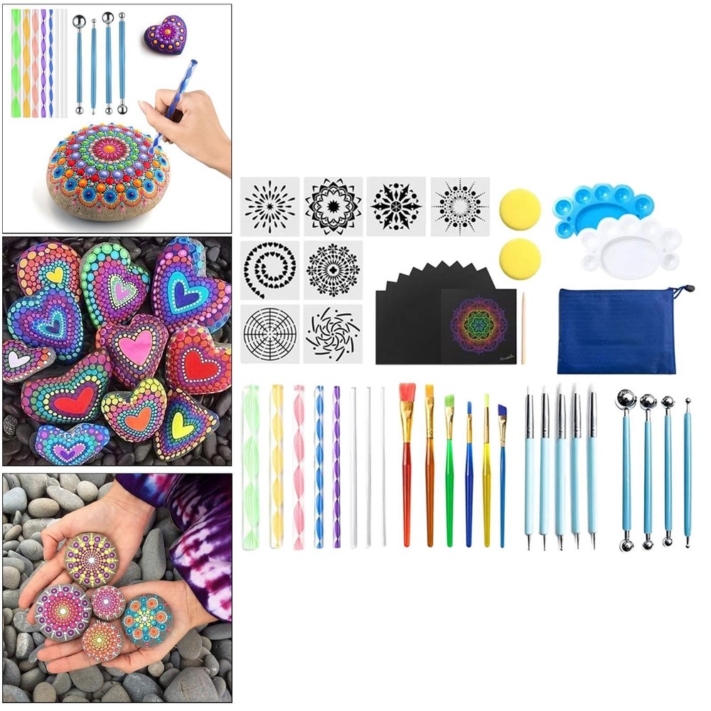 47PS Mandala Dotting Tools Painting Kit – Rok Dot Paint Stenils Tool Set Art