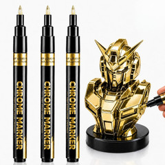 Liquid Gold Chrome Paint Markers, 3 Pack 0.7Mm Extra Fine Mirror Chrome