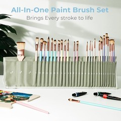 Nicpro 30pcs Paint Brush Set, Aesthetic Pastel 0 to 14 inches,