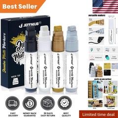 4-Pc Jumbo Acrylic Paint Markers in Black, White, Gold & Silver – 15mm Nibs