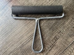 Vintage Rollrite 6″ Hard Rubber Brayer Roller Silver Frame Block Printing Ink