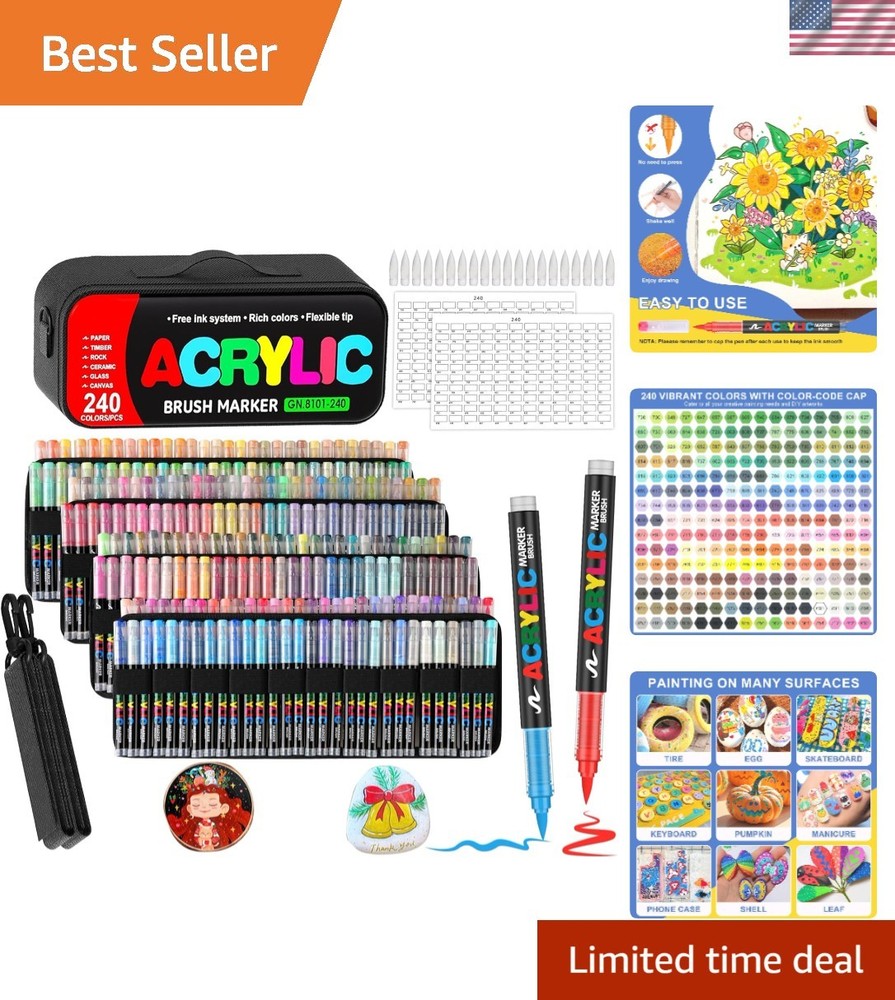 240 Colors Acrylic Paint Markers with Automatic Ink Control System, Soft Brus…