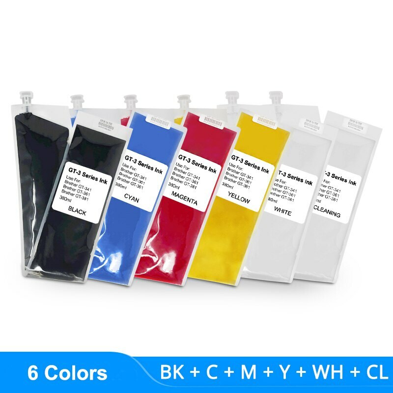 6*380ML GT3 Series Replacement Ink Bag For Brother GT-341 GT-361 GT-381 Printers