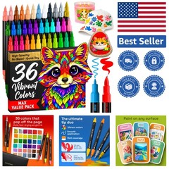 36 Acrylic Paint Markers – Paint Pens for Drawing – For Fabric, Rock, Glass, …