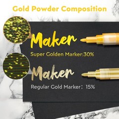 5 Pack Super Gold Paint Markers – Metallic Gold Acrylic Paint Pens Glitter Ex…