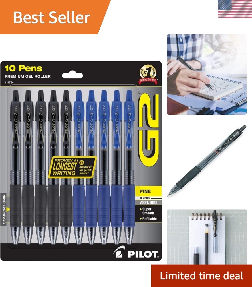 G2 Gel Pens – 10 Count, 5 Black & 5 Blue, Non-Toxic, Refillable Comfort