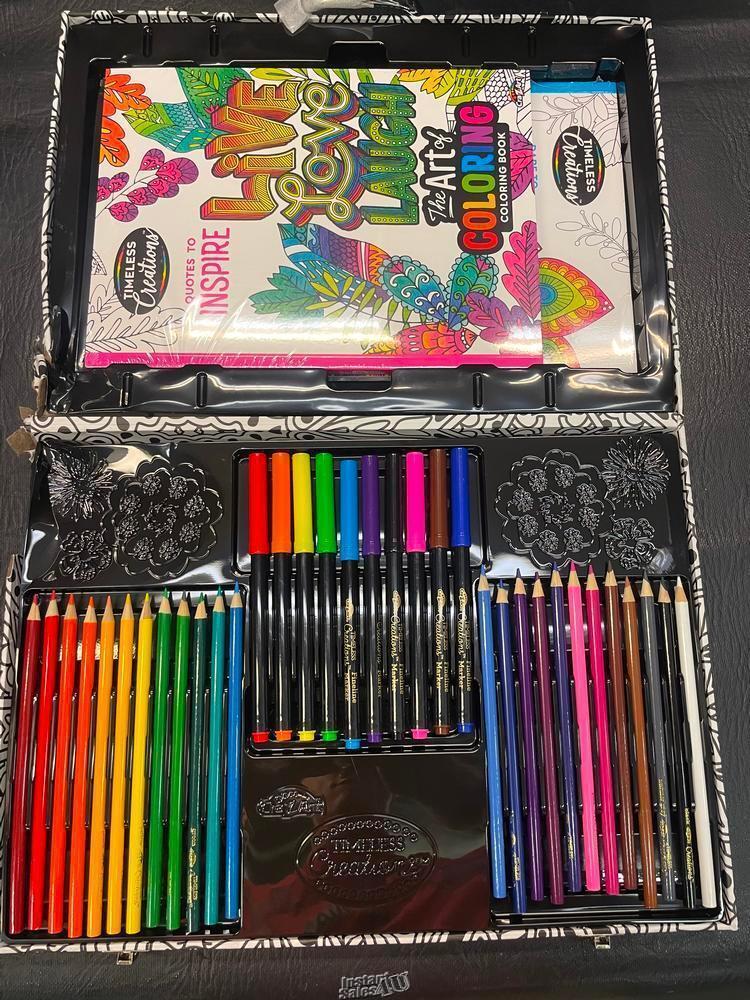 37 pc Timeless Creations Art Coloring Studio w Case + Live Love Laugh
