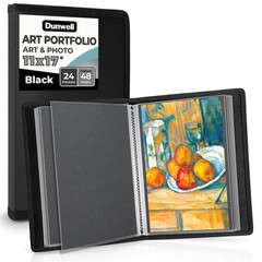 Dunwell 11×17 Art Portfolio Binder with Black Mounting Paper Black, Large Por…