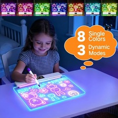 LED Drawing Board for Children, Rechargeable Drawing Tablet for Kids with 8 Colo