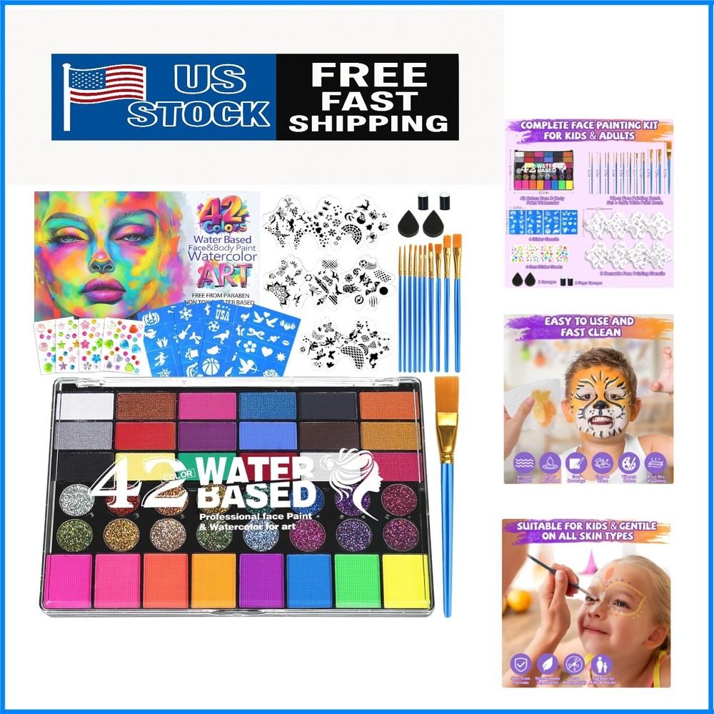 Fun & Safe 42-Color Face Paint Kit – Perfect for Halloween, Birthdays & More