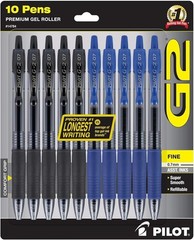 G2 Gel Pens – 10 Count, 5 Black & 5 Blue, Non-Toxic, Refillable Comfort