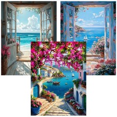 3 Pack Paint by Numbers Kit for Adults Beginner, Beach Landscape Adult Paint …