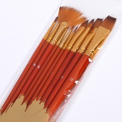 10Pcs Orange Nylon Brush Set with Synthetic Fibers for Even Paint Application