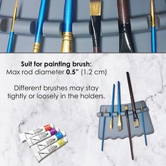 2 PCS Grey Silicone Paint Brush Holders Large Rest With 6 Slots Watercolor