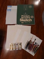 Artist Lot New Vintage:Watercolor Papers/Vellum/Brushes/Paints/Sketch Pads/ Ect