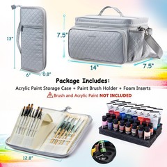 Quilted Acrylic Paint Organizer Bag 13 Inch Brush Holder Case Art Storage