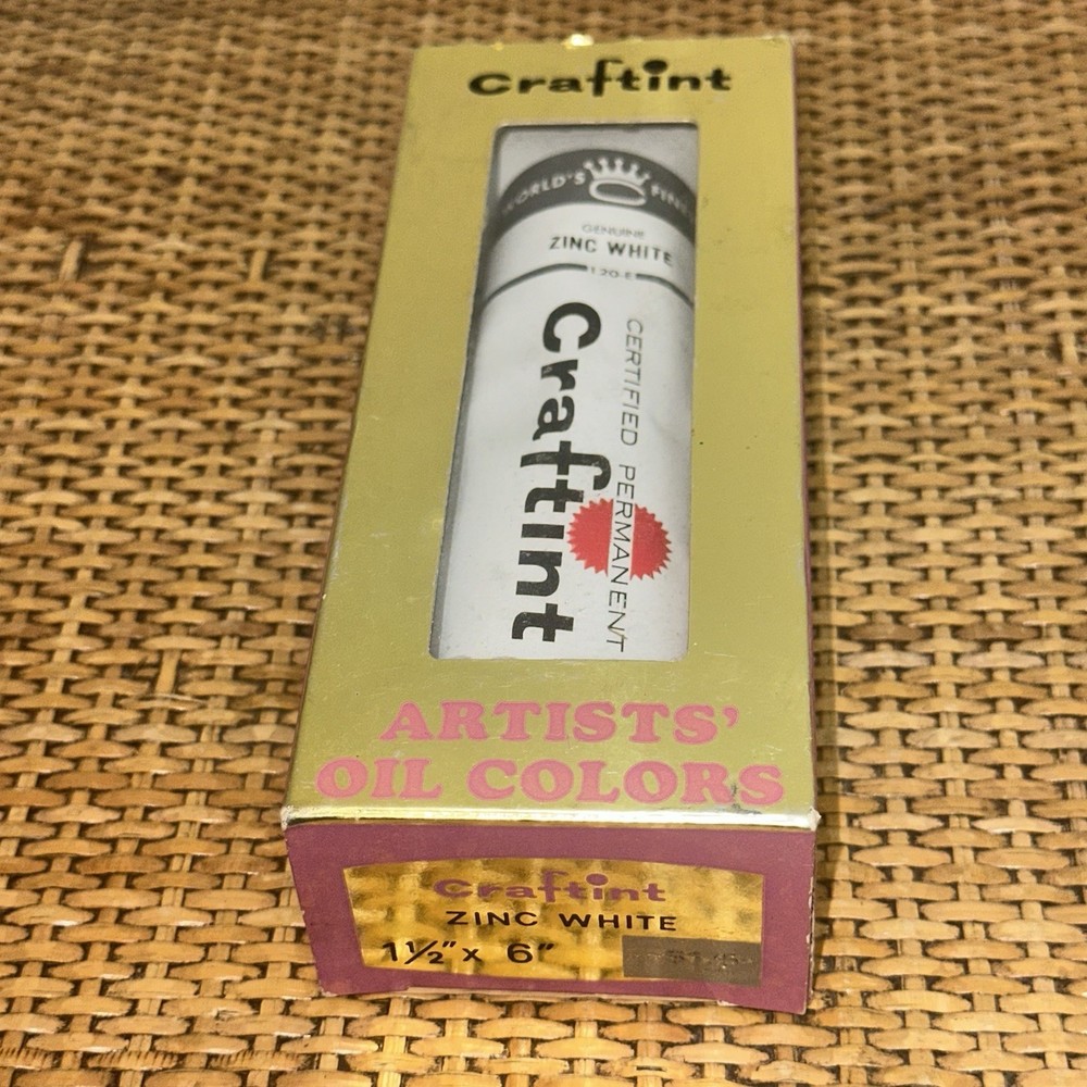 Vintage CRAFTINT Zinc White Artist Oil Paint Permanent 5 oz. Tube Made In USA