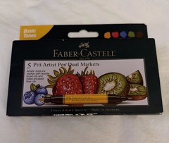 Faber-Castell Basic Tones Pitt Artist Pen Dual Markers, 5ct