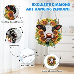 Bowetile Hanging Diamond Art Cow Kits for Adults, 5D Special Shape small,