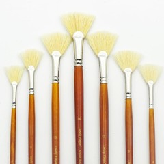 7 Piece White Bristle Natural Hair Anti Shedding Hog Bristle Paint Brushes Set