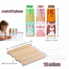 Mini Colored Pencils Set of 36 (3 Tubes x 12 Colors) – Portable Art Kit with