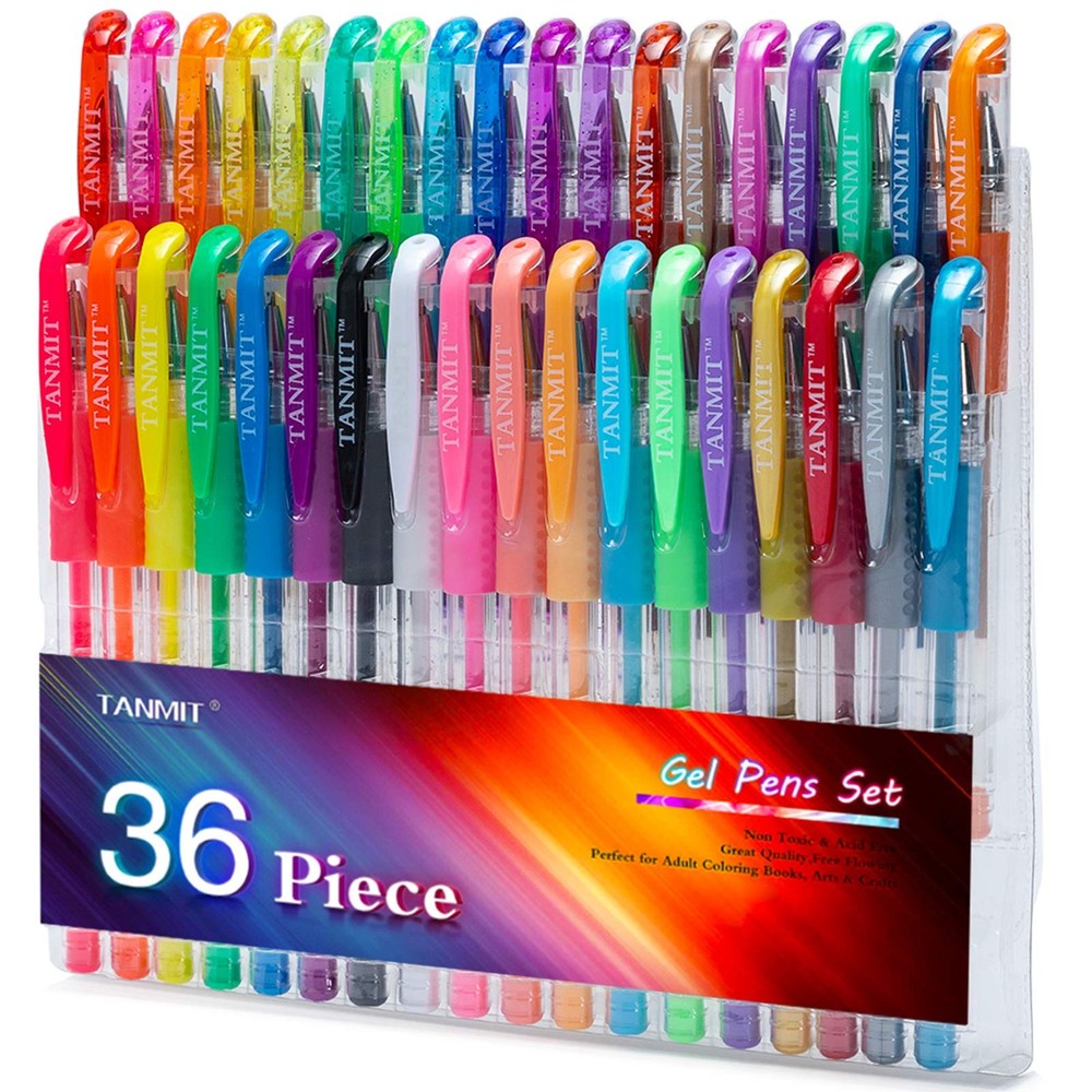 36 Color Gel Pens Set with Extra Ink for Coloring Drawing Crafts