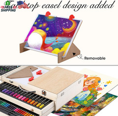Art Supplies, Wooden Art Set Crafts Kit with Drawing Easel, Deluxe Kids Art Set,