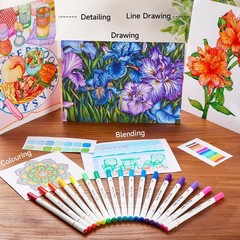 105 Dual Tip Brush Marker Pens Set + Bonus Coloring Book