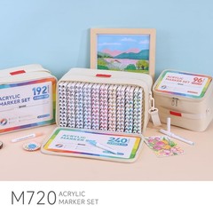 240 Colors Acrylic Paint Markers, Soft Brush Tip Marker Pens Set, Acrylic Pai…