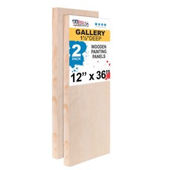 12″ x 36″ Gallery 1-1/2″ Profile Depth Artist Wood Pouring Panel Boards 2-Pack