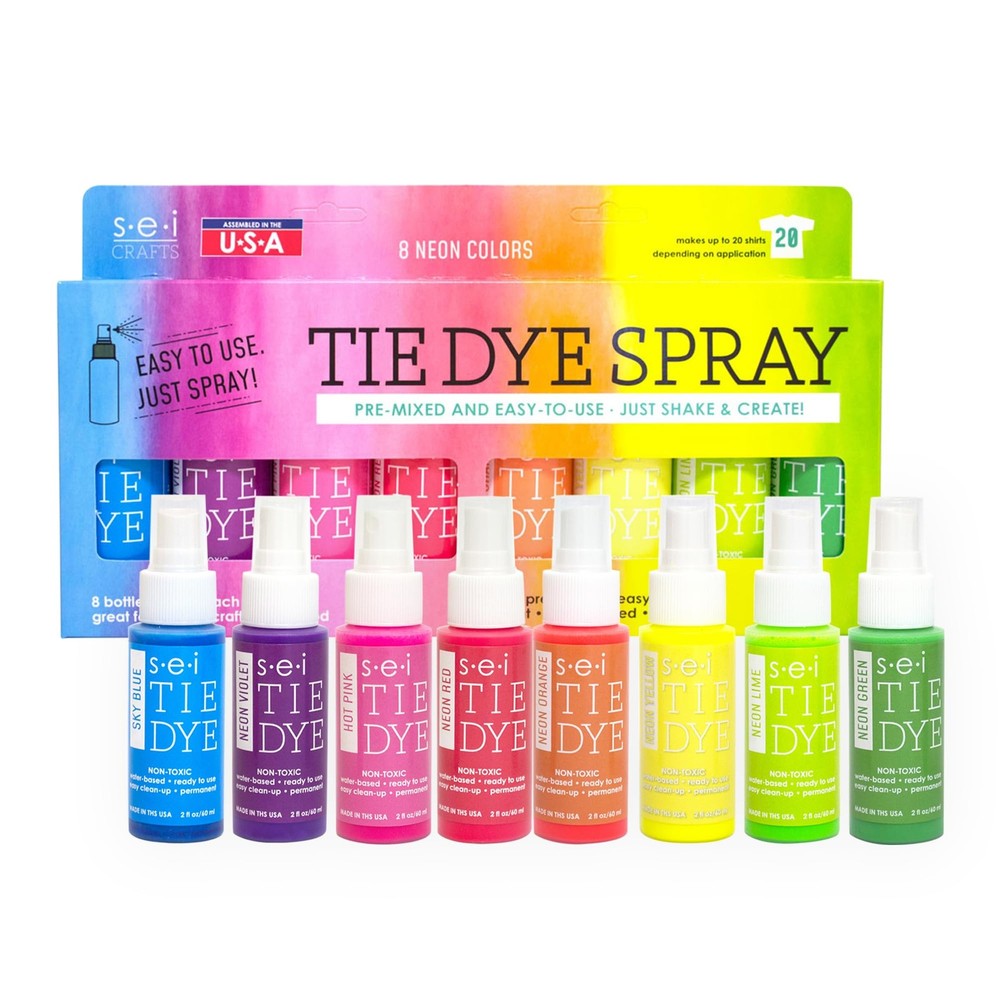 SEI 8 Pack Neon Tie Dye Spray Kit, Tye Kits for of 8, 8