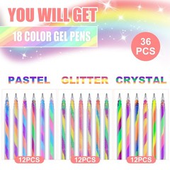 36 Pcs Rainbow Pens Color Changing Glitter Neon Rainbow Pens for Adult Colori…