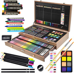 Juego De Arte De Lujo De 145 Piezas, Caja De Arte De Madera Y Kit De Dibujo …