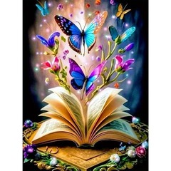 Books Diamond Art Kits for Adults,Colorful Butterfly Diamond Painting Kits for B