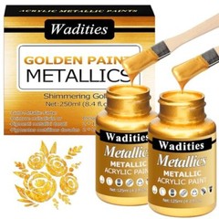 Acrylic Paint Metallic Gold, 250ml Gold Leaf Paint for Art Painting, Ideal for