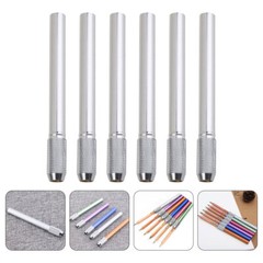 6PCS Silver Extension Holder Pencil Extension Holder Pencil Extender Holder