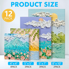 ESRICH Canvas Boards for Painting 12 Pack Art Supplies Paint Canvas 4×4, 5×5, 5x
